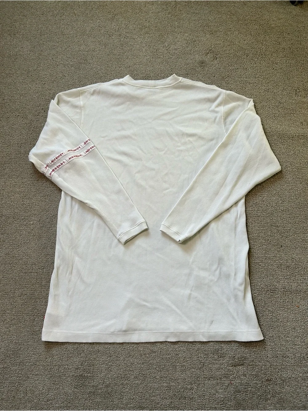 Vintage Air Jordan White/Red Waffle Knit Long Sleeve Mens  3XL Top - Y2K Grail